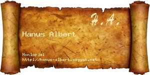 Hanus Albert névjegykártya